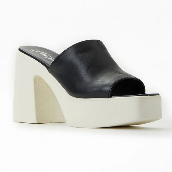 FREE PEOPLE 'Zoe' Platform Slide Sandal Sz 10/EU/40 Color Black/ White - Picture 1 of 11